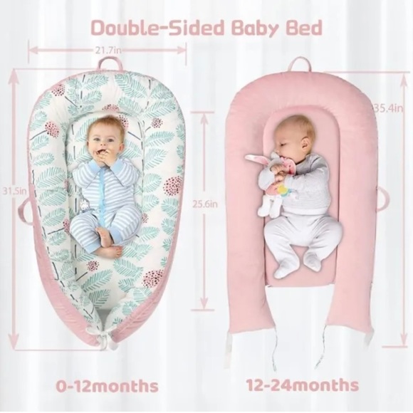 DORA MOMOKO Baby Lounger cotton CoSleep Nest 0-24mo Machine Washable Breathable - Picture 2 of 7